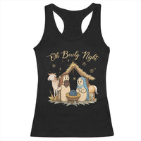 Funny Christmas Bowling Racerback Tank Top Oh Bowly Night Nativity Scene Bowling Pins - Wonder Print Shop