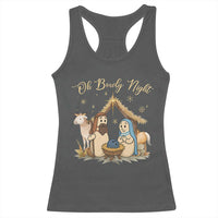 Funny Christmas Bowling Racerback Tank Top Oh Bowly Night Nativity Scene Bowling Pins - Wonder Print Shop