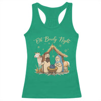 Funny Christmas Bowling Racerback Tank Top Oh Bowly Night Nativity Scene Bowling Pins - Wonder Print Shop