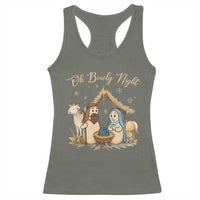 Funny Christmas Bowling Racerback Tank Top Oh Bowly Night Nativity Scene Bowling Pins - Wonder Print Shop