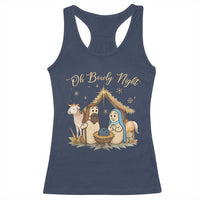 Funny Christmas Bowling Racerback Tank Top Oh Bowly Night Nativity Scene Bowling Pins - Wonder Print Shop