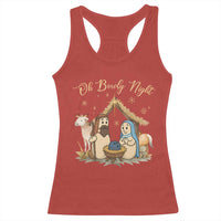 Funny Christmas Bowling Racerback Tank Top Oh Bowly Night Nativity Scene Bowling Pins - Wonder Print Shop