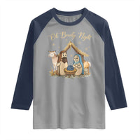 Funny Christmas Bowling Raglan Shirt Oh Bowly Night Nativity Scene Bowling Pins - Wonder Print Shop