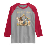 Funny Christmas Bowling Raglan Shirt Oh Bowly Night Nativity Scene Bowling Pins - Wonder Print Shop