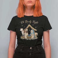 Funny Christmas Bowling T Shirt For Women Oh Bowly Night Nativity Scene Bowling Pins - Wonder Print Shop