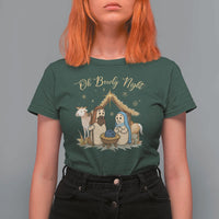 Funny Christmas Bowling T Shirt For Women Oh Bowly Night Nativity Scene Bowling Pins - Wonder Print Shop