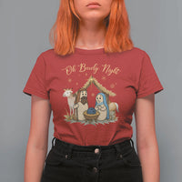 Funny Christmas Bowling T Shirt For Women Oh Bowly Night Nativity Scene Bowling Pins - Wonder Print Shop