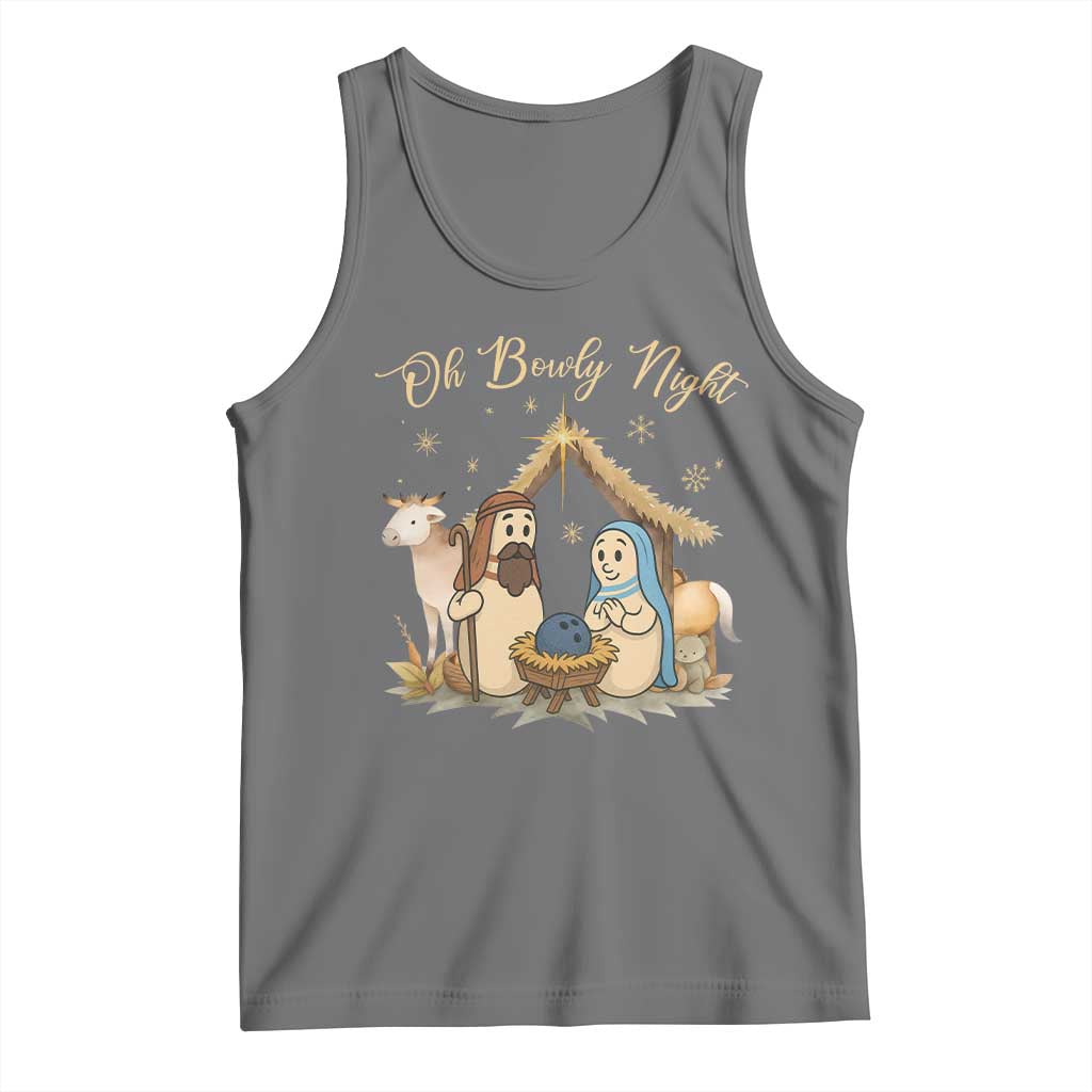 Funny Christmas Bowling Tank Top Oh Bowly Night Nativity Scene Bowling Pins - Wonder Print Shop