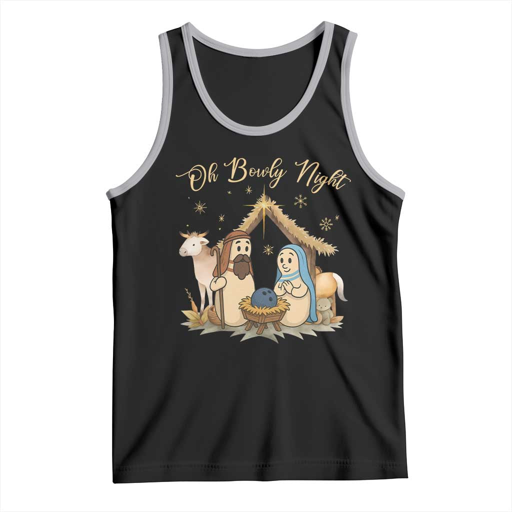 Funny Christmas Bowling Tank Top Oh Bowly Night Nativity Scene Bowling Pins - Wonder Print Shop