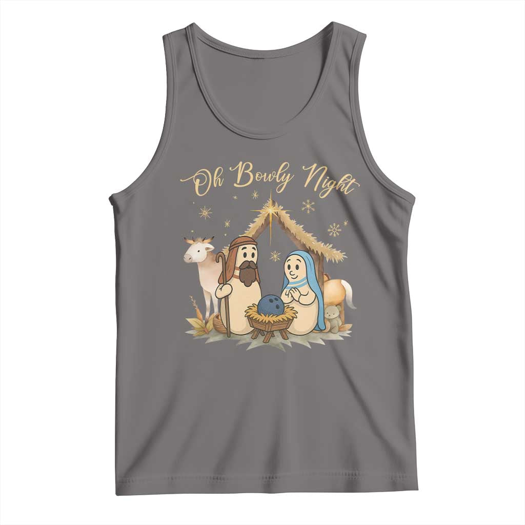 Funny Christmas Bowling Tank Top Oh Bowly Night Nativity Scene Bowling Pins - Wonder Print Shop