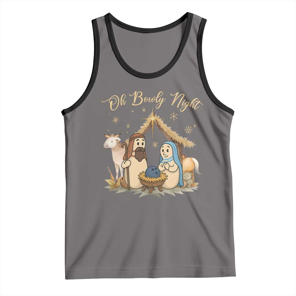 Funny Christmas Bowling Tank Top Oh Bowly Night Nativity Scene Bowling Pins - Wonder Print Shop