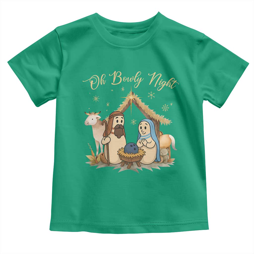 Funny Christmas Bowling Toddler T Shirt Oh Bowly Night Nativity Scene Bowling Pins - Wonder Print Shop