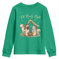 Funny Christmas Bowling Youth Sweatshirt Oh Bowly Night Nativity Scene Bowling Pins - Wonder Print Shop