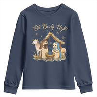 Funny Christmas Bowling Youth Sweatshirt Oh Bowly Night Nativity Scene Bowling Pins - Wonder Print Shop