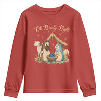Funny Christmas Bowling Youth Sweatshirt Oh Bowly Night Nativity Scene Bowling Pins - Wonder Print Shop