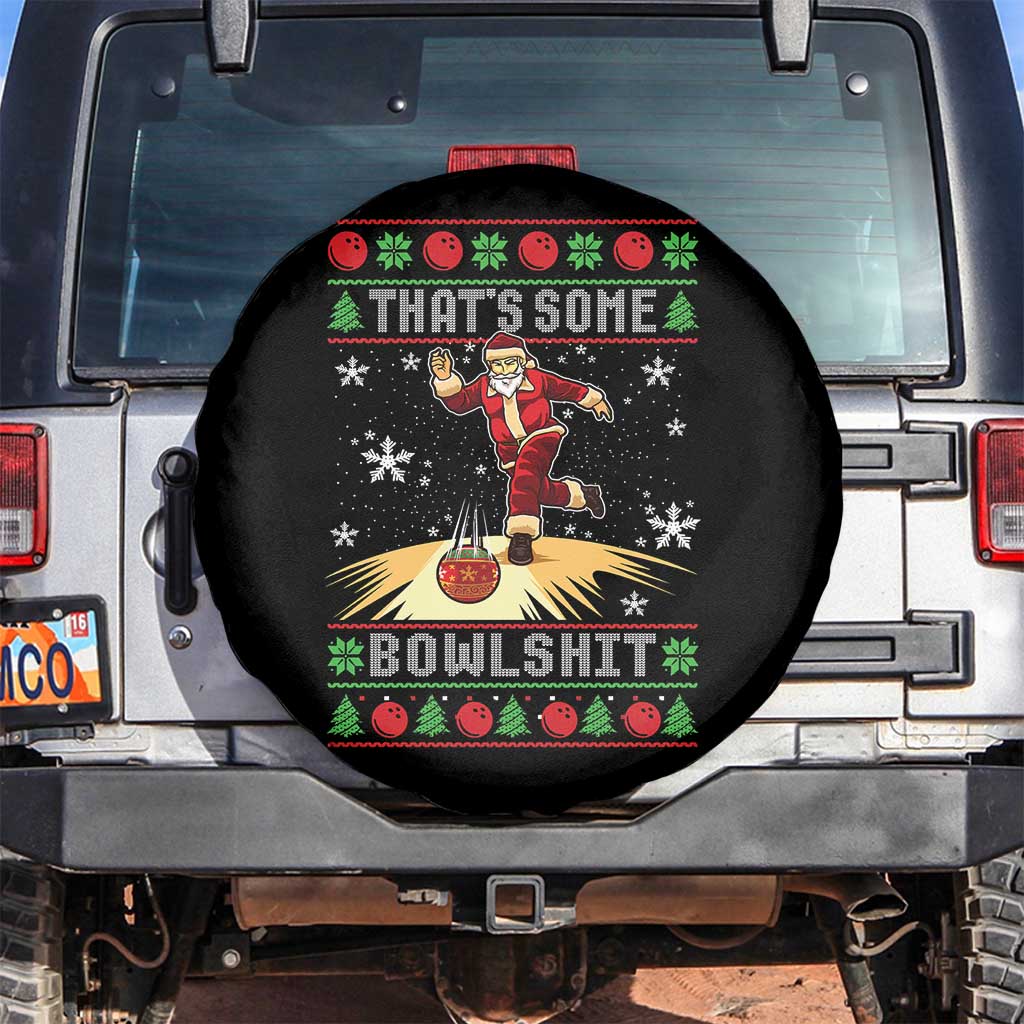Funny Christmas Bowling Spare Tire Cover Thats Some Bowlshit Xmas Bowler Santa - Wonder Print Shop