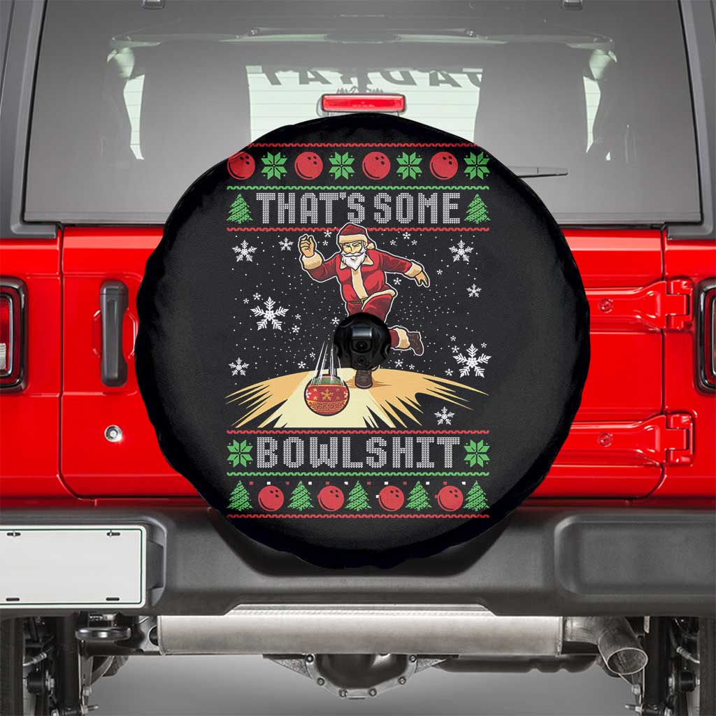 Funny Christmas Bowling Spare Tire Cover Thats Some Bowlshit Xmas Bowler Santa - Wonder Print Shop