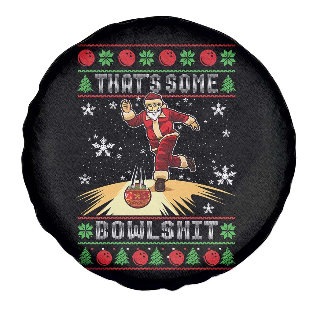 Funny Christmas Bowling Spare Tire Cover Thats Some Bowlshit Xmas Bowler Santa - Wonder Print Shop