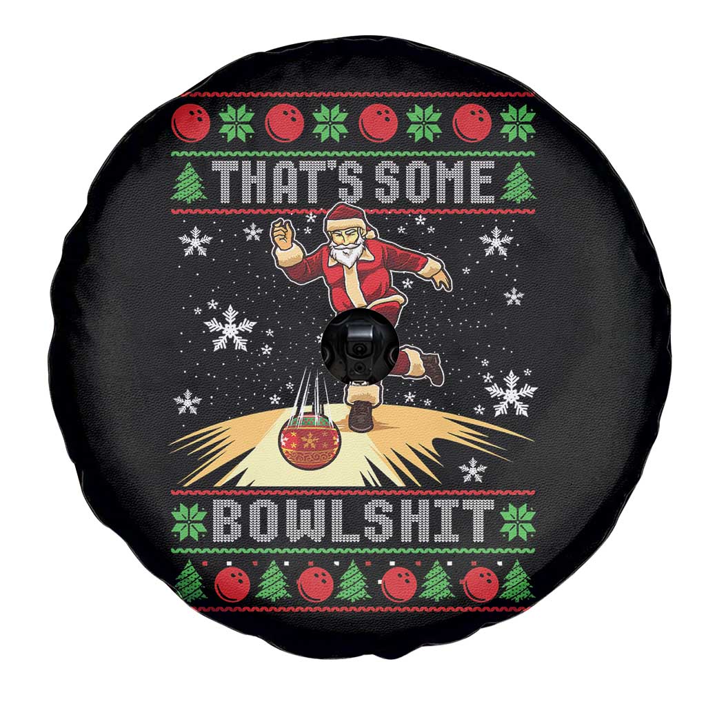 Funny Christmas Bowling Spare Tire Cover Thats Some Bowlshit Xmas Bowler Santa - Wonder Print Shop