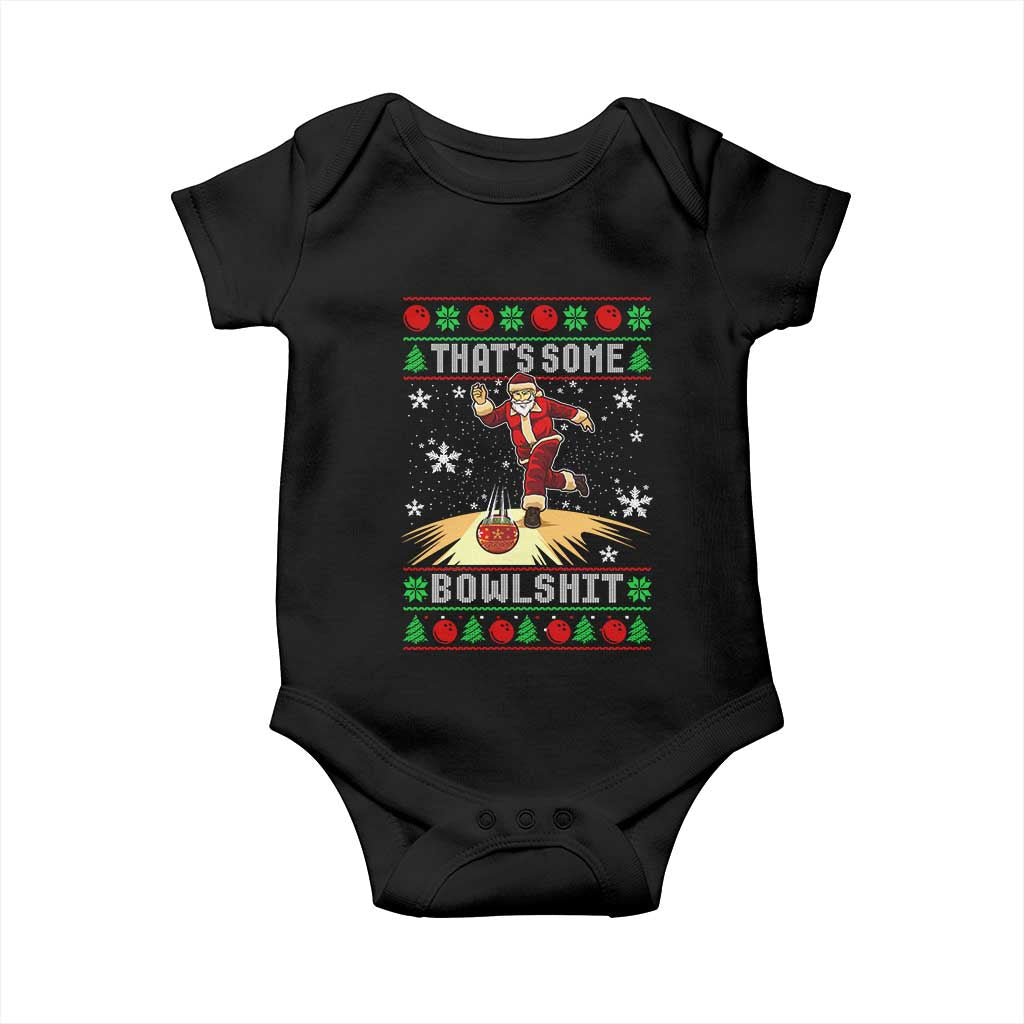 Funny Christmas Bowling Baby Onesie Thats Some Bowlshit Xmas Bowler Santa - Wonder Print Shop