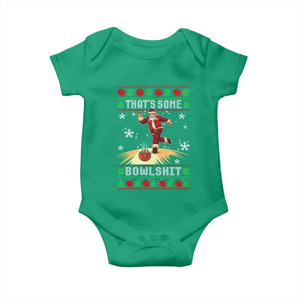 Funny Christmas Bowling Baby Onesie Thats Some Bowlshit Xmas Bowler Santa - Wonder Print Shop