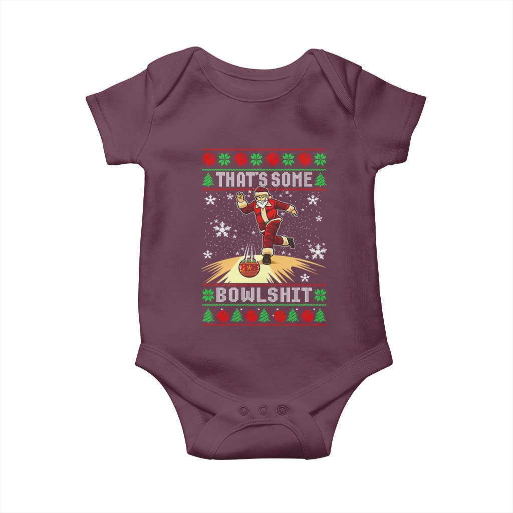 Funny Christmas Bowling Baby Onesie Thats Some Bowlshit Xmas Bowler Santa - Wonder Print Shop