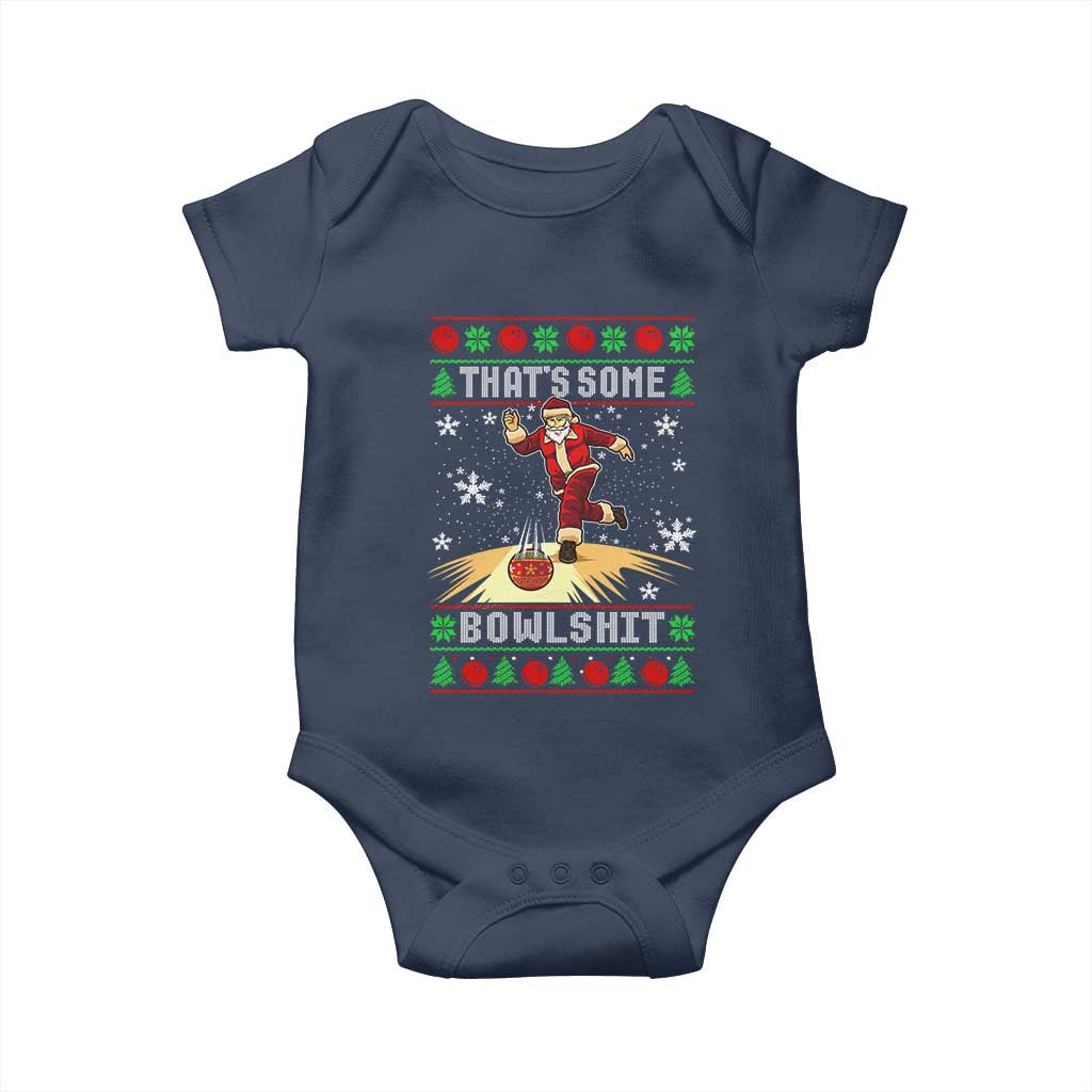 Funny Christmas Bowling Baby Onesie Thats Some Bowlshit Xmas Bowler Santa - Wonder Print Shop