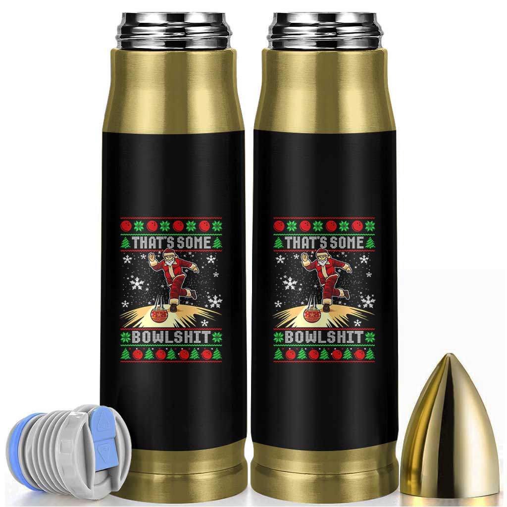 Funny Christmas Bowling Bullet Tumbler Thats Some Bowlshit Xmas Bowler Santa - Wonder Print Shop