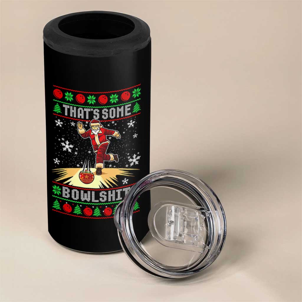 Funny Christmas Bowling 4 in 1 Can Cooler Tumbler Thats Some Bowlshit Xmas Bowler Santa - Wonder Print Shop