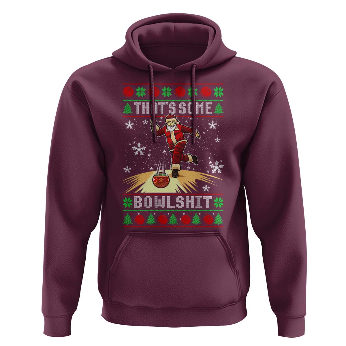Funny Christmas Bowling Hoodie Thats Some Bowlshit Xmas Bowler Santa - Wonder Print Shop