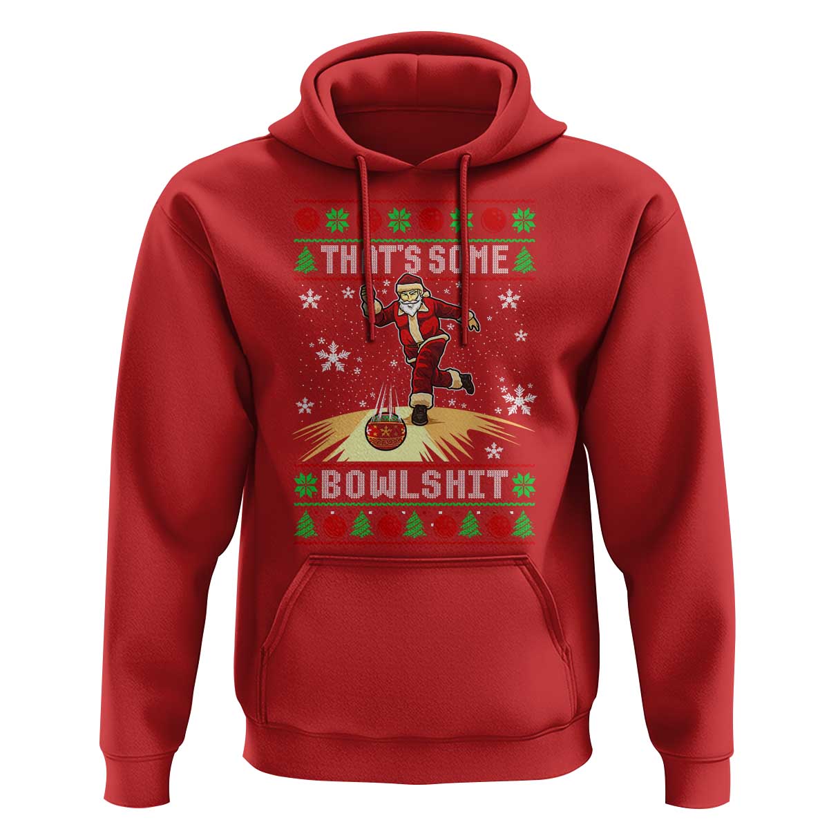 Funny Christmas Bowling Hoodie Thats Some Bowlshit Xmas Bowler Santa - Wonder Print Shop