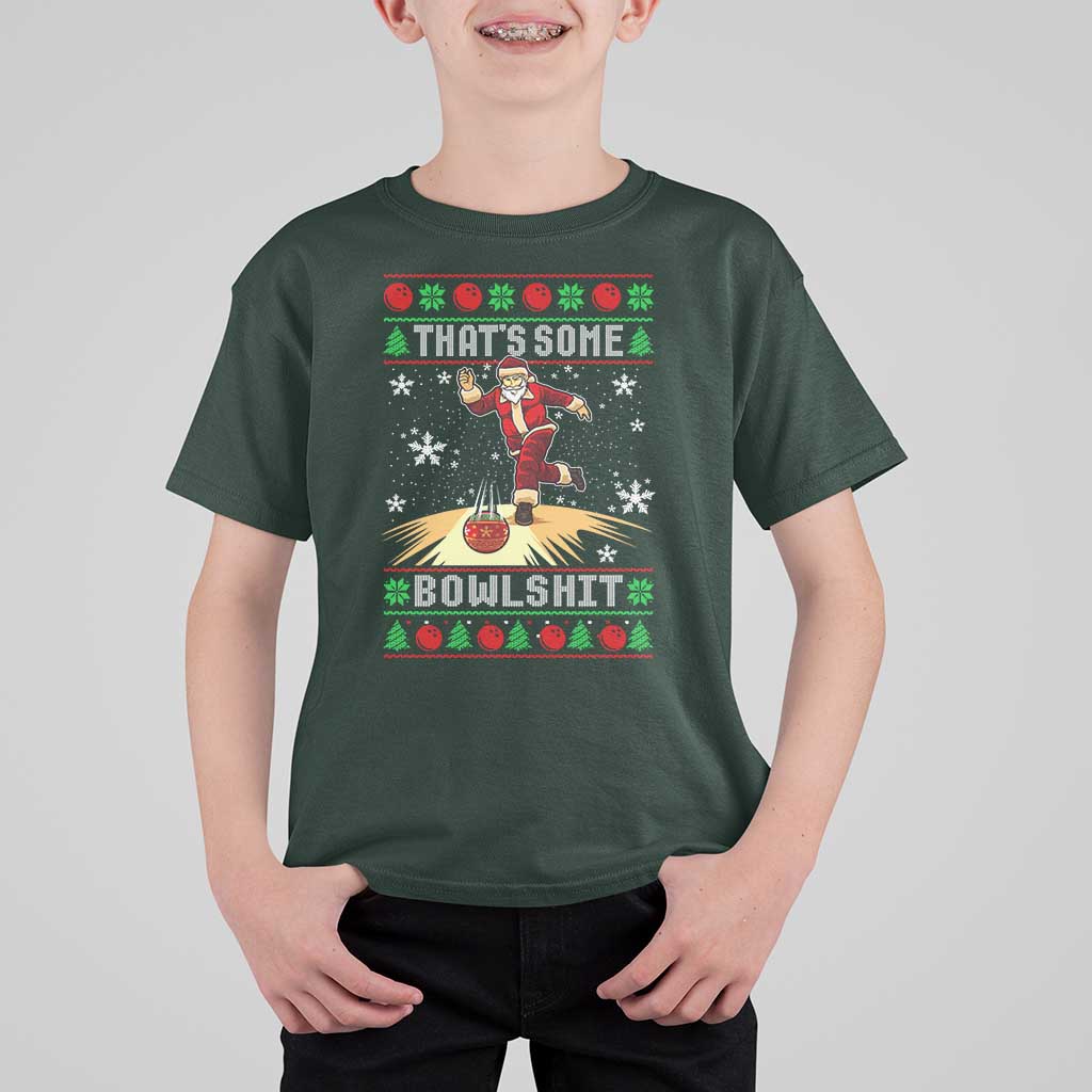 Funny Christmas Bowling T Shirt For Kid Thats Some Bowlshit Xmas Bowler Santa - Wonder Print Shop