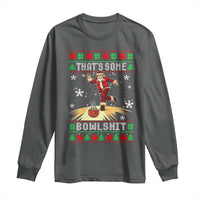 Funny Christmas Bowling Long Sleeve Shirt Thats Some Bowlshit Xmas Bowler Santa - Wonder Print Shop
