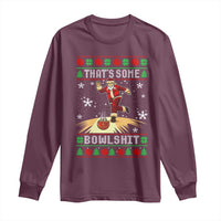 Funny Christmas Bowling Long Sleeve Shirt Thats Some Bowlshit Xmas Bowler Santa - Wonder Print Shop
