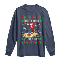 Funny Christmas Bowling Long Sleeve Shirt Thats Some Bowlshit Xmas Bowler Santa - Wonder Print Shop