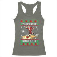 Funny Christmas Bowling Racerback Tank Top Thats Some Bowlshit Xmas Bowler Santa - Wonder Print Shop