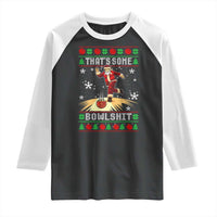 Funny Christmas Bowling Raglan Shirt Thats Some Bowlshit Xmas Bowler Santa - Wonder Print Shop