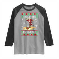 Funny Christmas Bowling Raglan Shirt Thats Some Bowlshit Xmas Bowler Santa - Wonder Print Shop