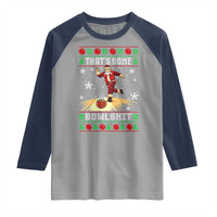 Funny Christmas Bowling Raglan Shirt Thats Some Bowlshit Xmas Bowler Santa - Wonder Print Shop
