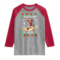 Funny Christmas Bowling Raglan Shirt Thats Some Bowlshit Xmas Bowler Santa - Wonder Print Shop