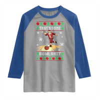 Funny Christmas Bowling Raglan Shirt Thats Some Bowlshit Xmas Bowler Santa - Wonder Print Shop