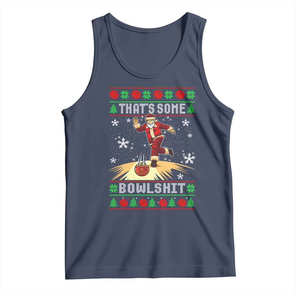 Funny Christmas Bowling Tank Top Thats Some Bowlshit Xmas Bowler Santa - Wonder Print Shop