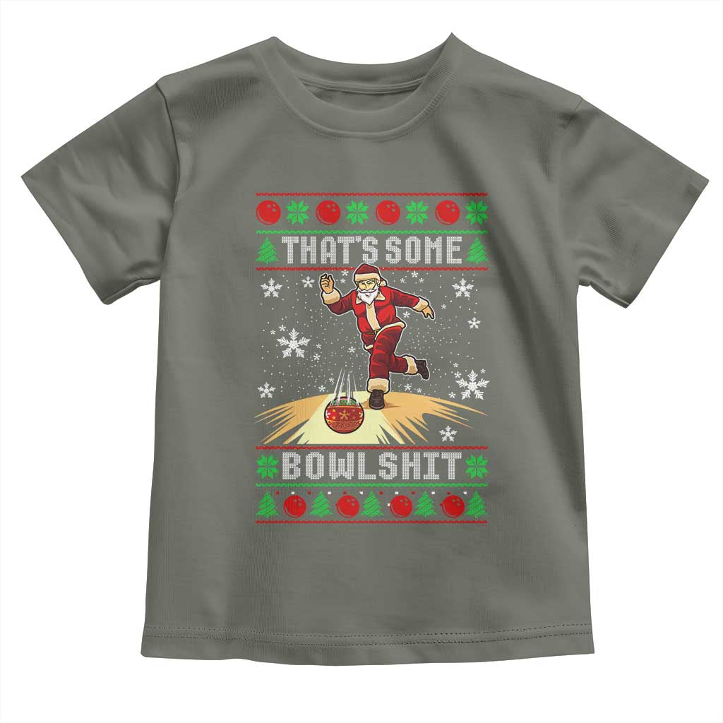 Funny Christmas Bowling Toddler T Shirt Thats Some Bowlshit Xmas Bowler Santa - Wonder Print Shop