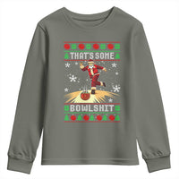 Funny Christmas Bowling Youth Sweatshirt Thats Some Bowlshit Xmas Bowler Santa - Wonder Print Shop