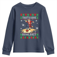 Funny Christmas Bowling Youth Sweatshirt Thats Some Bowlshit Xmas Bowler Santa - Wonder Print Shop