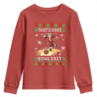 Funny Christmas Bowling Youth Sweatshirt Thats Some Bowlshit Xmas Bowler Santa - Wonder Print Shop