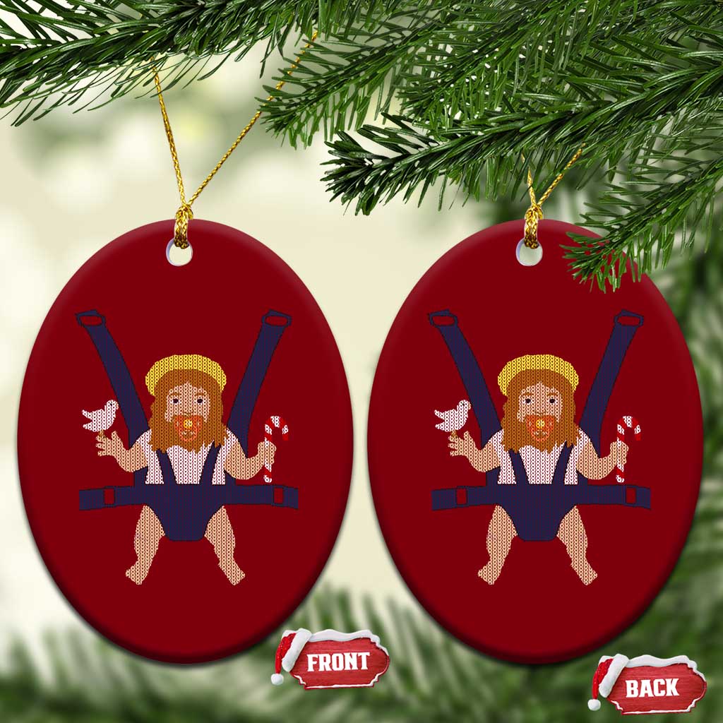 Funny Christmas Baby Jesus Ceramic Ornament Xmas Christian Little Boy - Wonder Print Shop