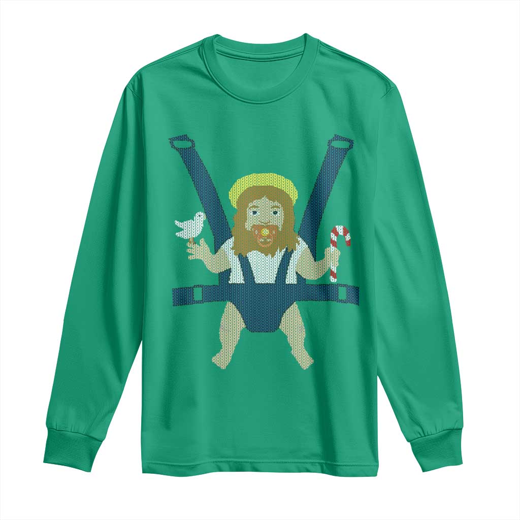 Funny Christmas Baby Jesus Long Sleeve Shirt Xmas Christian Little Boy - Wonder Print Shop