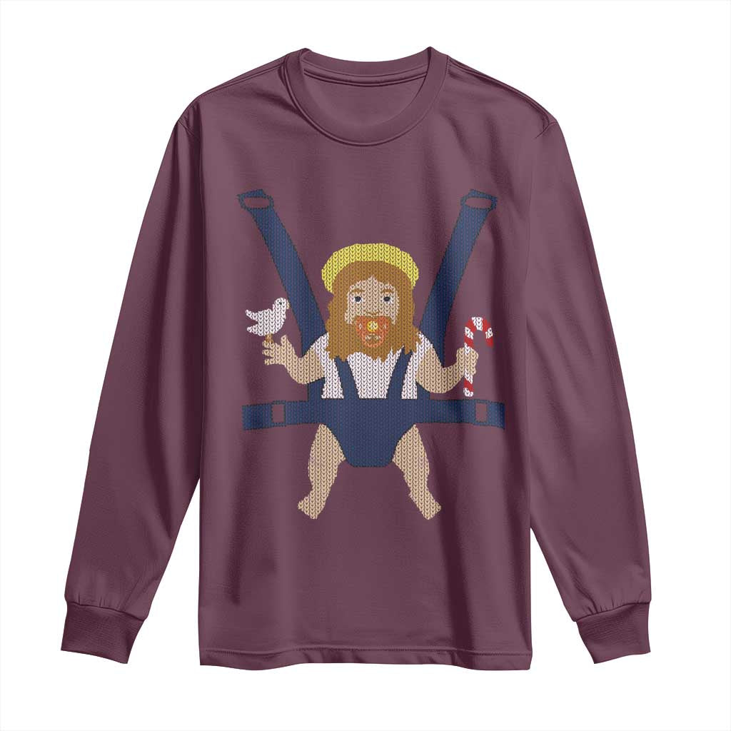 Funny Christmas Baby Jesus Long Sleeve Shirt Xmas Christian Little Boy - Wonder Print Shop