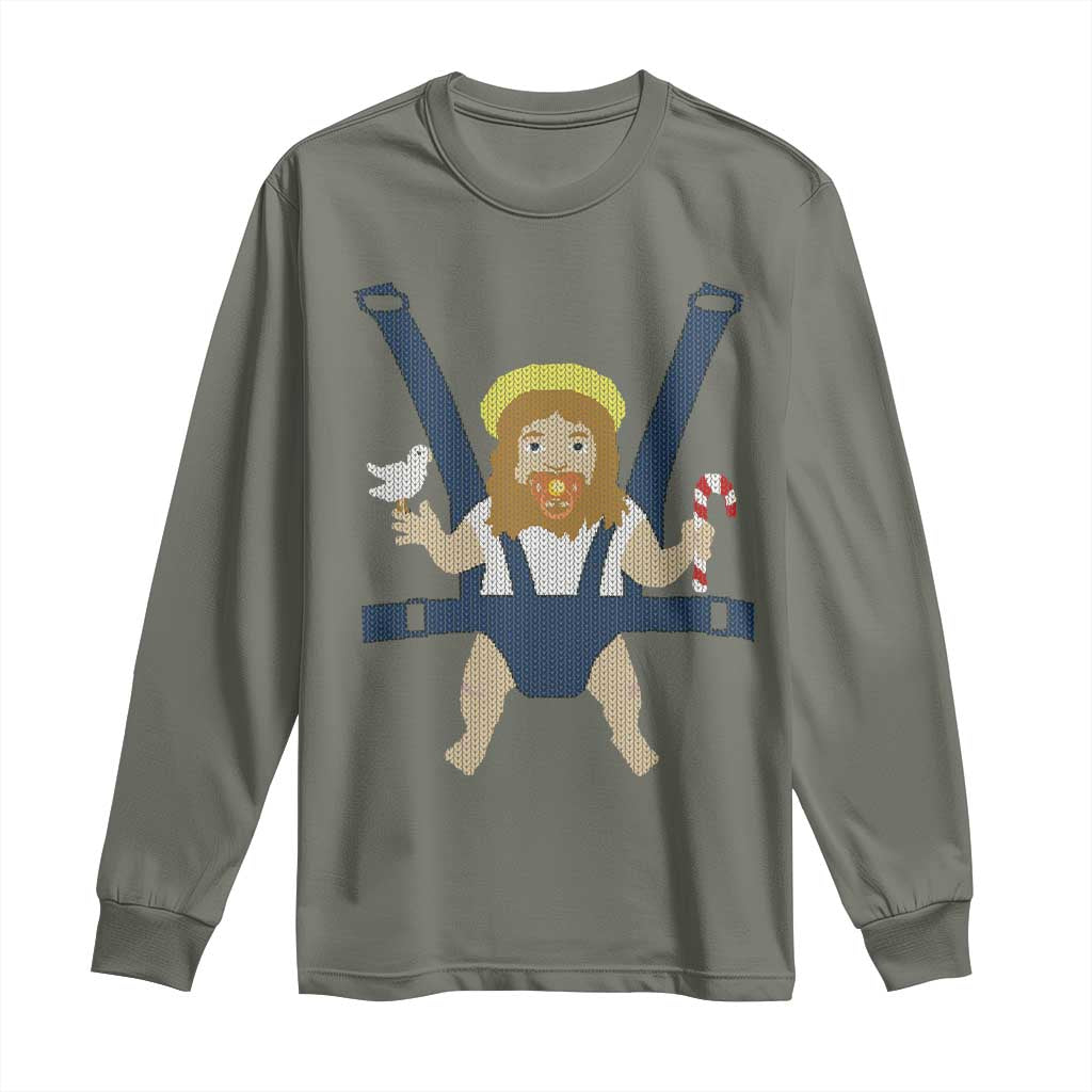 Funny Christmas Baby Jesus Long Sleeve Shirt Xmas Christian Little Boy - Wonder Print Shop